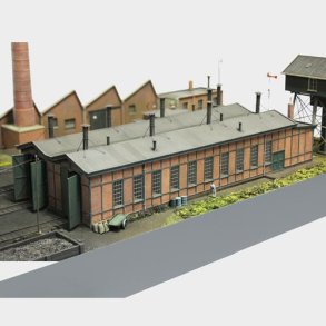 Dobbelt lokomotivgarage (tilbehr og vrige bygninger medflger ikke) - H0 - Artitec