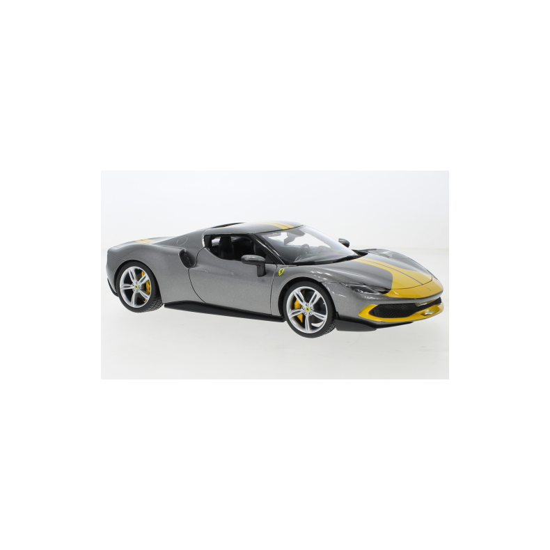 Ferrari 296 GTB Assetto Fiorano, grey metallic/yellow - 1:18 - Bburago