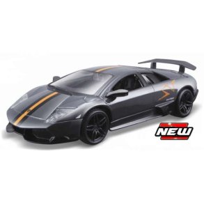 Lamborghini Murcielago LP 670-4 SV (2011), grey/orange (med vitrineboks) - 1:32 - Bburago