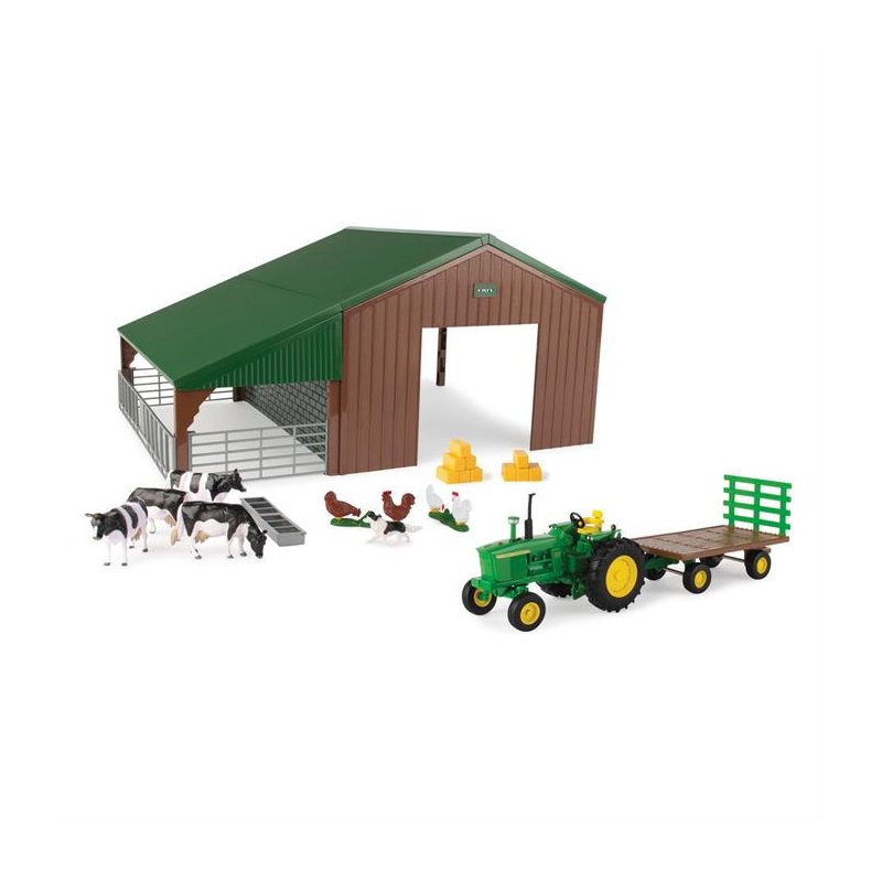 Legest - Landbrugsbygning med dyr, tilbehr og John Deere 4020 traktor - 1:32 - Tomy (ERTL)