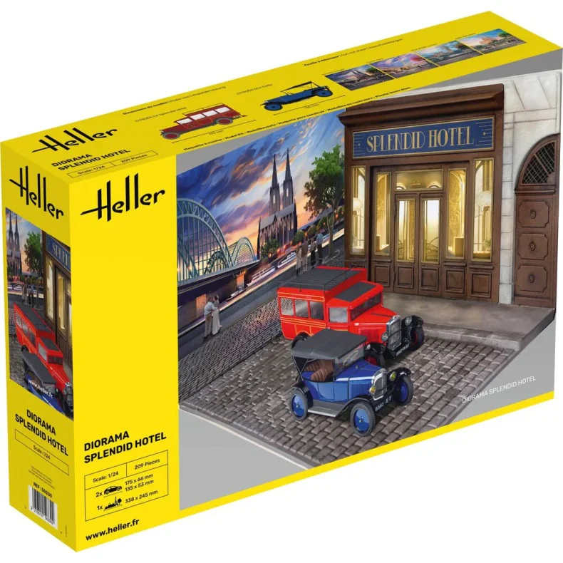 Diorama Splendid Hotel (Citroen C4 (1928) &amp; Citroen 5CV Trfle (1922)) - 1:24 - Heller
