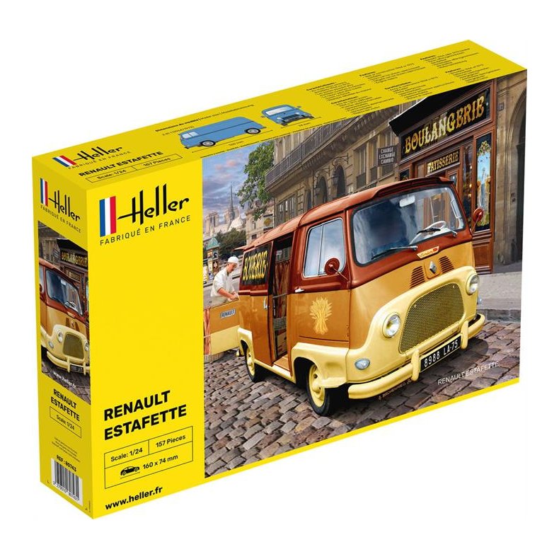 Renault Estafette (Sttet indeholder 1 bil der kan bygges i 2 forskellige varianter (1964/1973), ny stbeform) - 1:24 - Heller