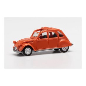 Citroen 2 CV with folding top open, orange red - 1:87 / H0 - Herpa