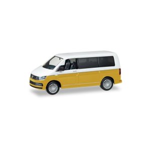 VW T6 Multivan Bicolor, candy white / curcuma yellow metallic - 1:87 / H0 - Herpa