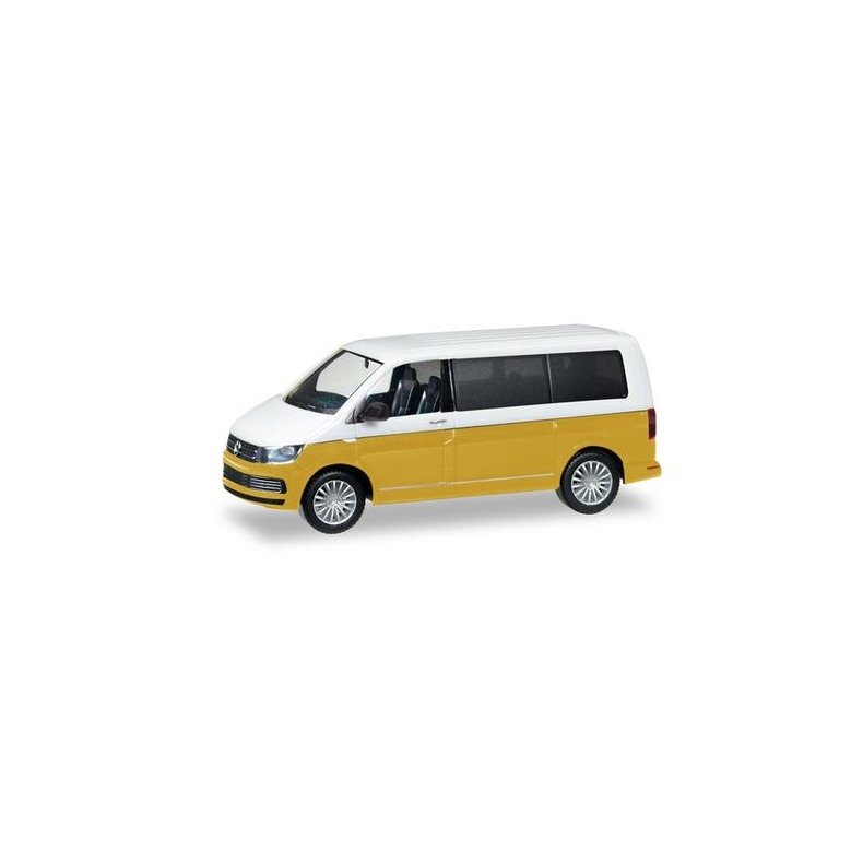 VW T6 Multivan Bicolor, candy white / curcuma yellow metallic - 1:87 / H0 - Herpa