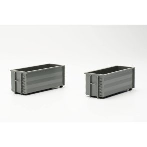 2x Transport container, grey - 1:87 / H0 - Herpa