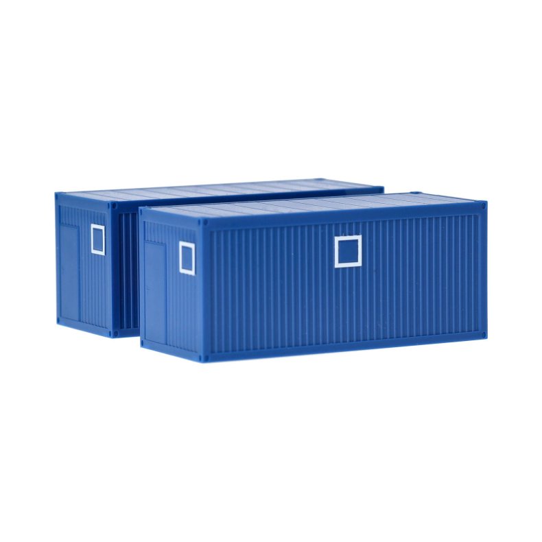 2x Building site container, gentian blue - 1:87 / H0 - Herpa