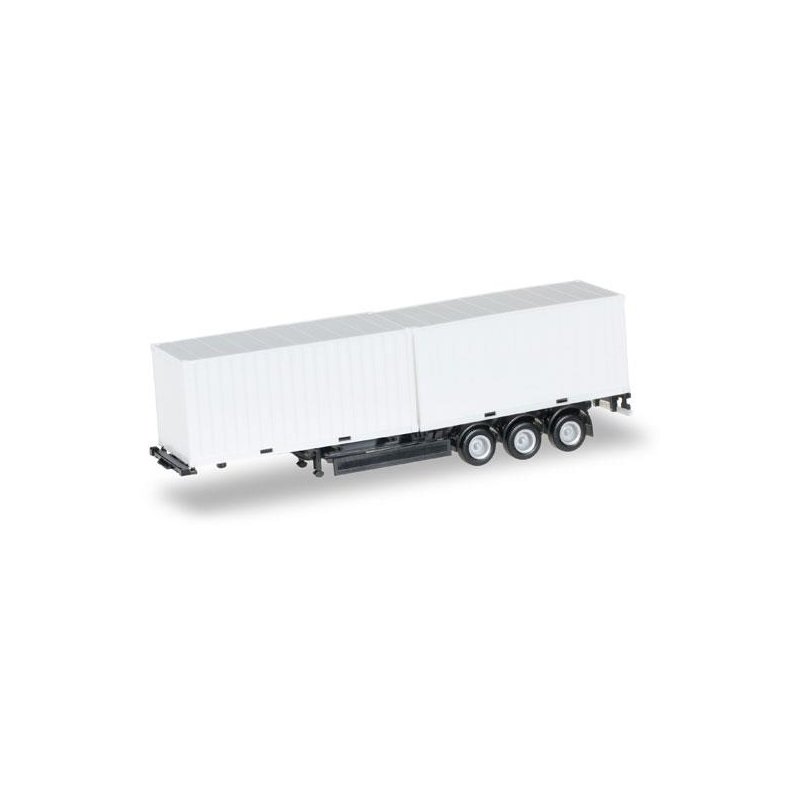 40 ft. Containerchassis Krone with 2 x 20 ft. Container, Chassis black - 1:87 / H0 - Herpa