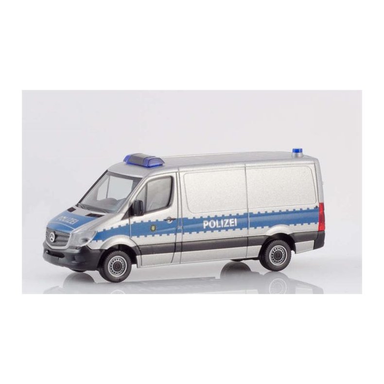 Mercedes-Benz Sprinter box flad roof "Polizei Sachsen" - 1:87 / H0 - Herpa