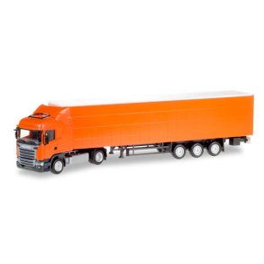Scania R Highline curtain canvas semitrailer, unprinted (Meget tt p Post Danmark farvet) - 1:87 / H0 - Herpa