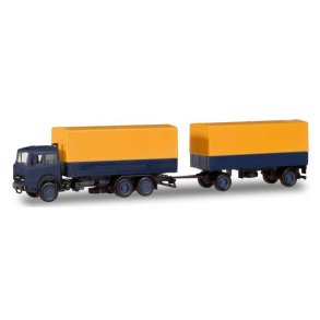 Iveco Magirus canvas cover Trailer yellow/blue - 1:87 / H0 - Herpa (Herpa Basic)