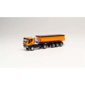 Iveco Trakker 4×4 thermal insulation trough semitrailer, communal orange - 1:87 / H0 - Herpa