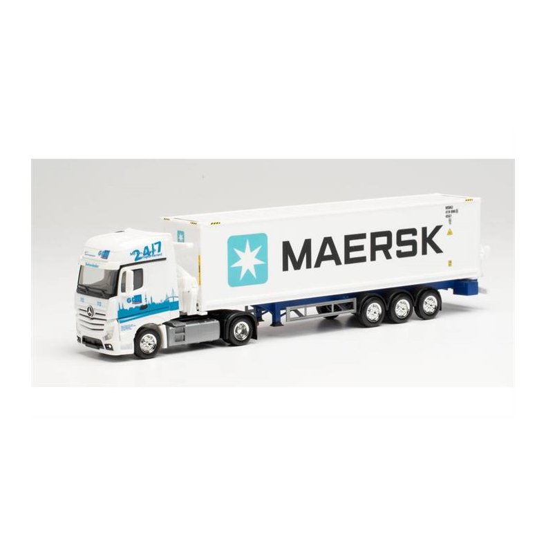 Mercedes-Benz Actros Gigaspace Hammar container sideloader trailer "GDH / Maersk" (Hamburg) - 1:87 / H0 - Herpa