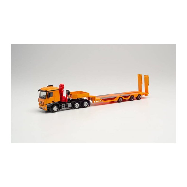 Mercedes-Benz Arocs Classic 6&times;4 with loading crane all-rounder semitrailer tractor, communal orange - 1:87 / H0 - Herpa