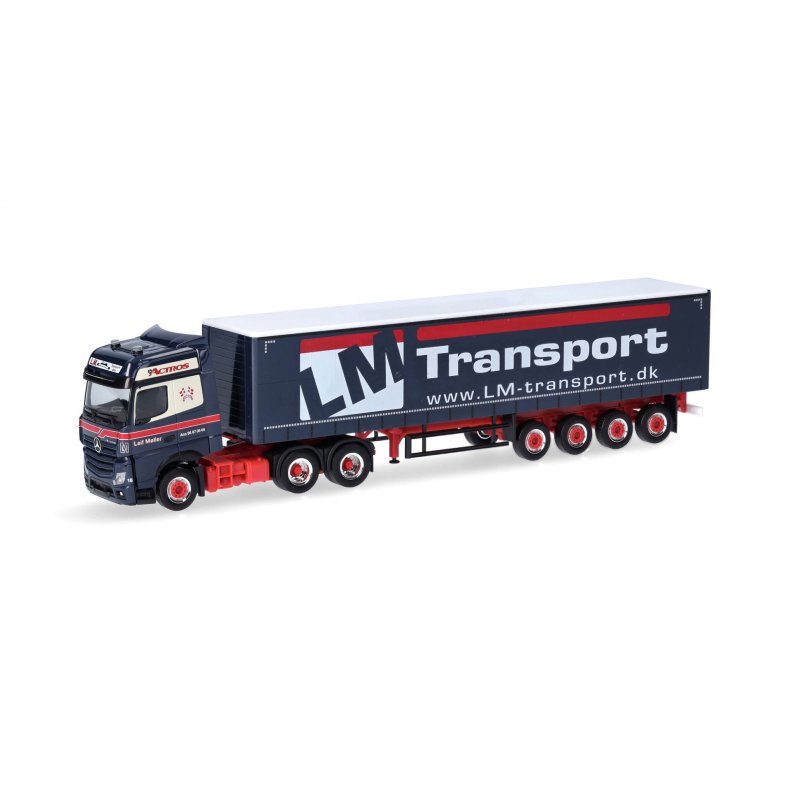 Mercedes-Benz Actros curtain canvas semitrailer w/fork lifter "Leif Mller" (DK) - 1:87 / H0 - Herpa