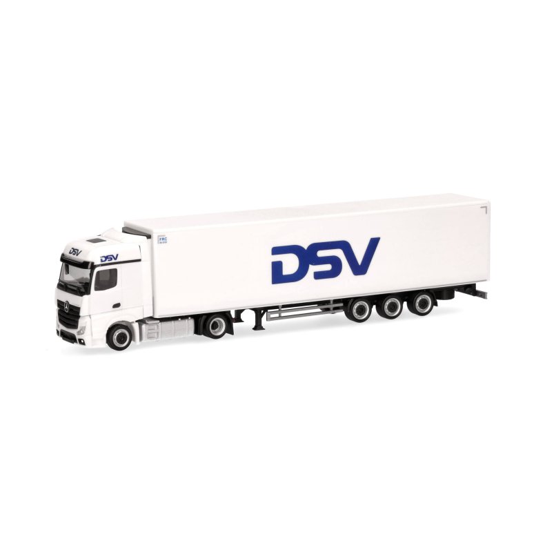Mercedes-Benz Actros Bigspace Lowliner refrigerated box semitrailer "DSV" (DK) - 1:87 / H0 - Herpa