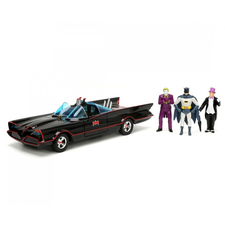 Batman 1966 HWR Deluxe Batmobile "Classic TV Series" with Batman &amp; Robin figures - 1:24 - Jada Toys