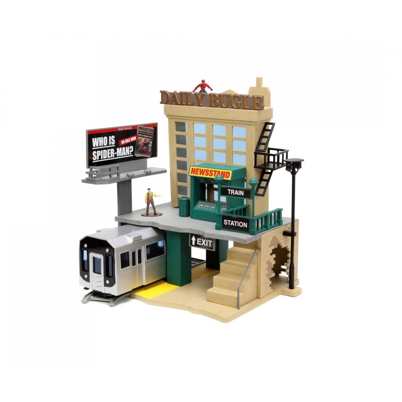 Nano Figures: Marvel Spiderman Daily Bugle city scene, deluxe NYC set - Jada Toys
