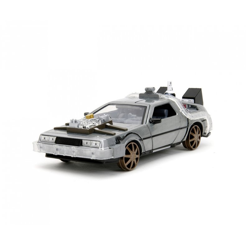 DeLorean "Back to the Future III" with working lights, train wheels - 1:24 - Jada Toys