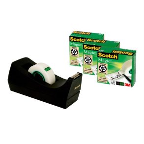 Borddispenser C38 +3rl tape 19mmx33m sort - 3M