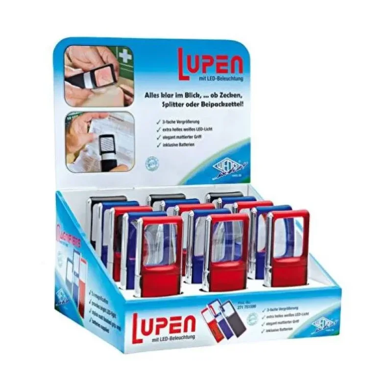 Forstrrelsesglas med LED-belysning, rd - Wedo