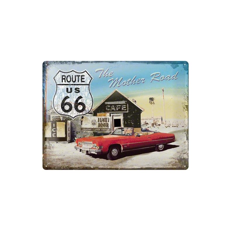 Blikskilt 30x40 cm "Route 66 - The Mother Road" - Nostalgic Art