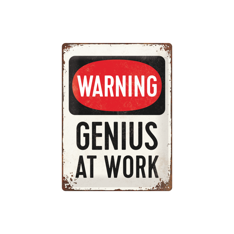 Blikskilt 30x40 cm "Genius At Work" - Nostalgic Art