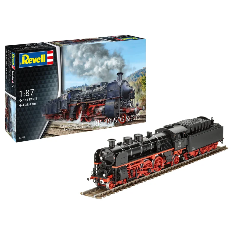 Express Locomotive BR 18 505 with Tender 2'3' T38 - 1:87 - Revell