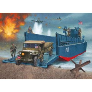 LCM3 50ft. Landing Craft & Jeep + Trailer - 1:35 - Revell (Udsolgt fra fabrik)