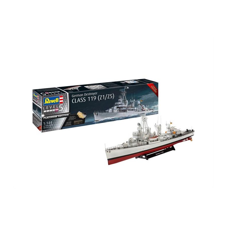 German Destroyer Class 119 (Z1/Z5) (superdetaljeret model med fototsede metaldele) - LIMITED EDITION - 1:144 - Revell