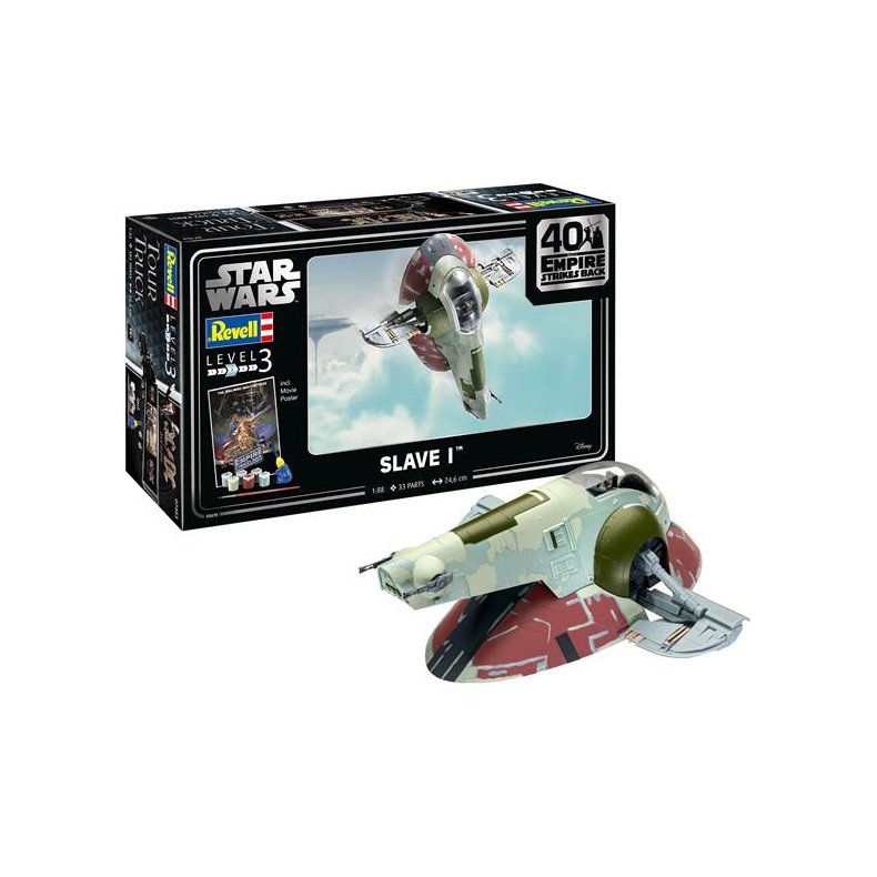 STAR WARS Slave I - 40th Anniversary "The Empire Strikes Back" (Indhold: 1 model, 6 dser basismaling, lim og pensel) - 1:88 - Revell