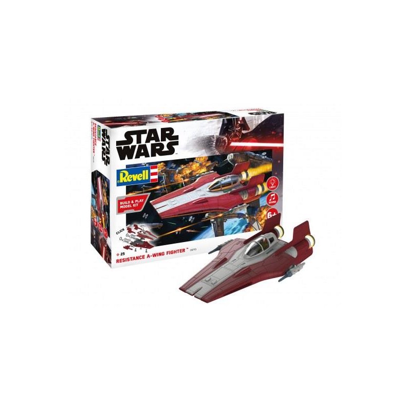 STAR WARS Resistance A-wing Fighter, red, m/lys &amp; lyd - 1:44 - "Build  &amp; Play model kit" - Revell