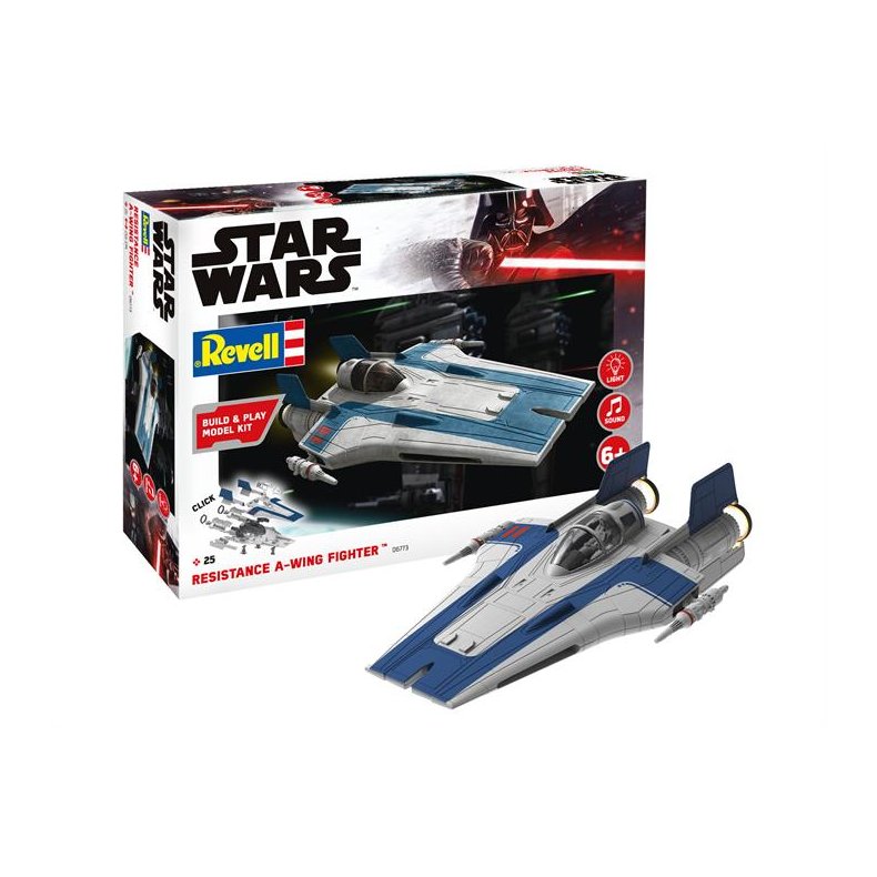 STAR WARS Resistance A-wing Fighter, blue, m/lys &amp; lyd - 1:44 - "Build  &amp; Play model kit" - Revell