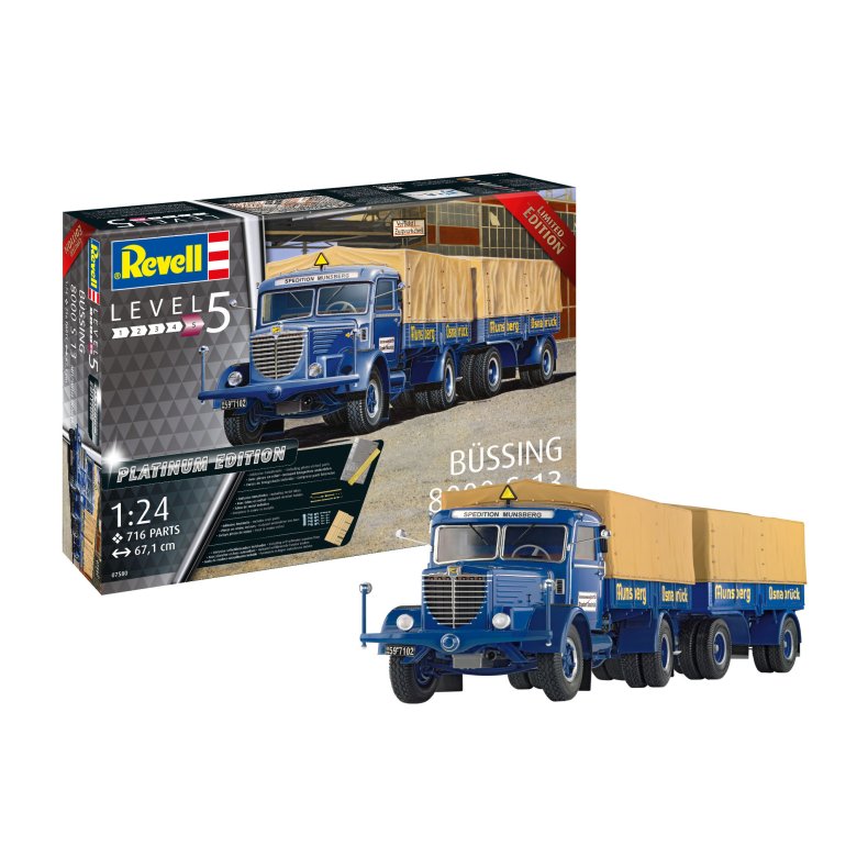 B&uuml;ssing 8000 S 13 &amp; Trailer (Platinum Edition - superdetaljeret model) - 1:24 - Revell