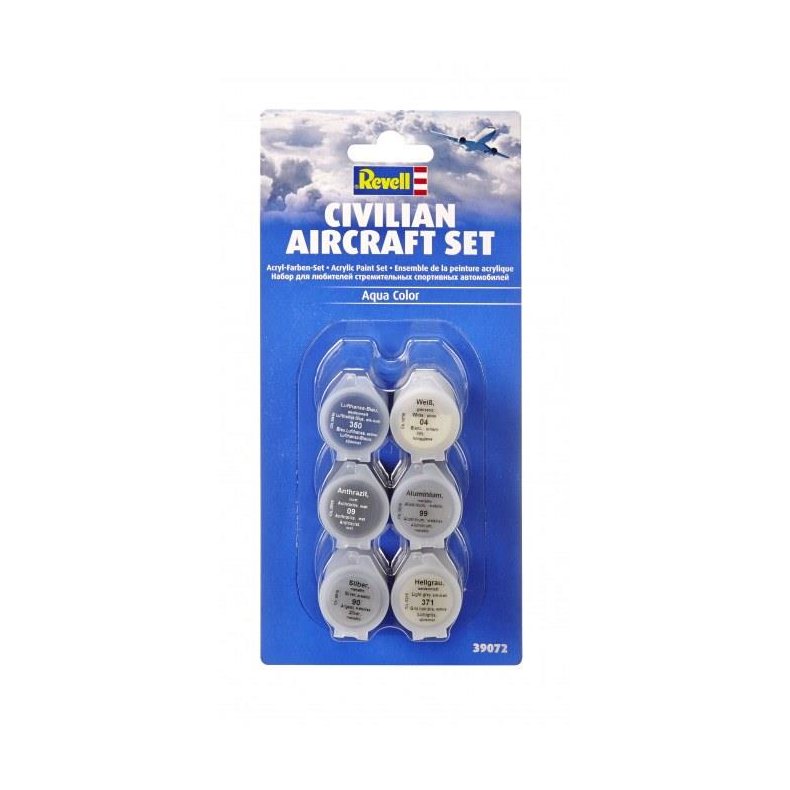 Aqua Color, Civilian Aircraft Paint Set - 6x 5 ml - Revell