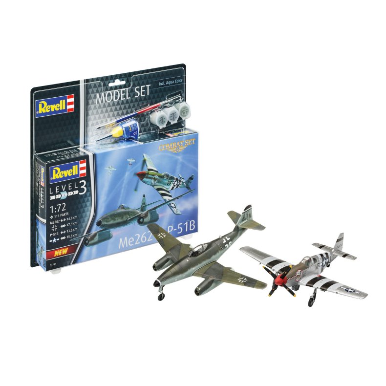 Combat Set Messerschmitt Me262 &amp; P-51B Mustang - 1:72 - Model-Set - Revell