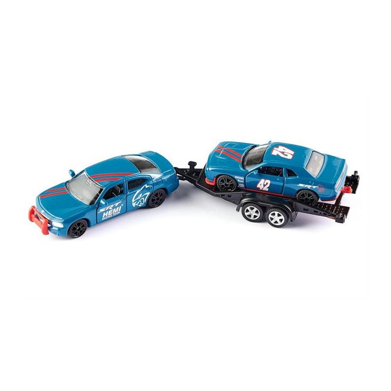Dodge Charger med trailer og Dodge Challenger SRT Racing - 1:55 - Siku (SIKU SUPER)