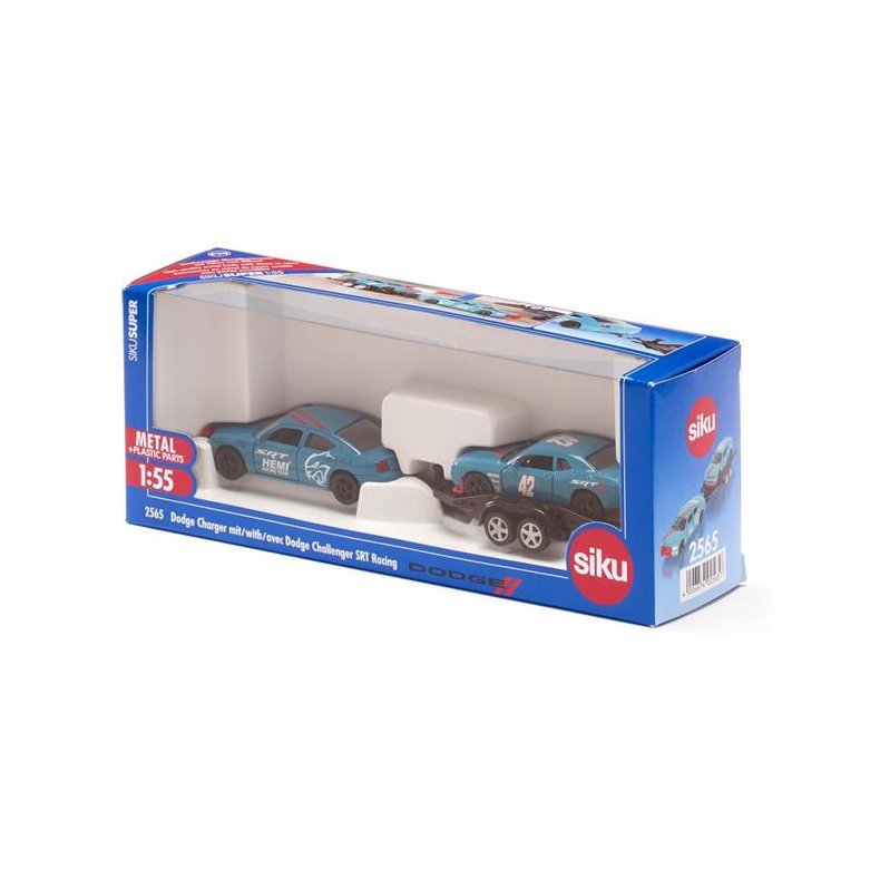 Dodge Charger med trailer og Dodge Challenger SRT Racing - 1:55 - Siku (SIKU SUPER)