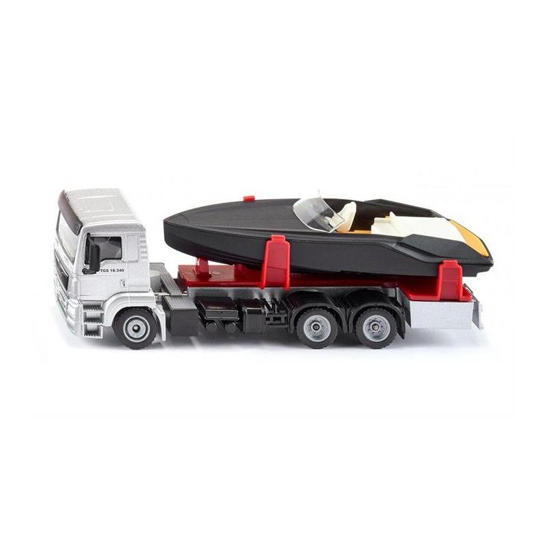 MAN TGM 18.230 lastbil med speedbd (Frauscher 747 Mirage) / Truck with motorboat - 1:50 - Siku (SIKU SUPER)