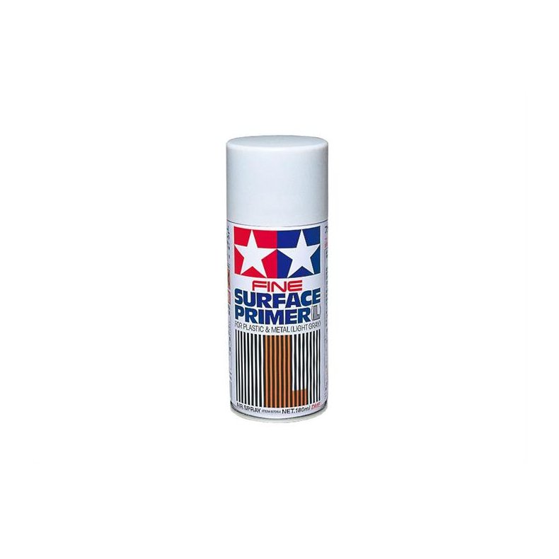 Surface Primer Large for Plastic &amp; Metal (Light Gray), spray 180 ml - Tamiya