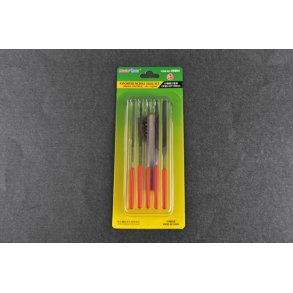5 stk. minifile med messingbrste / Assorted needle files set (Middle-Toothed)-3*140mm - Trumpeter