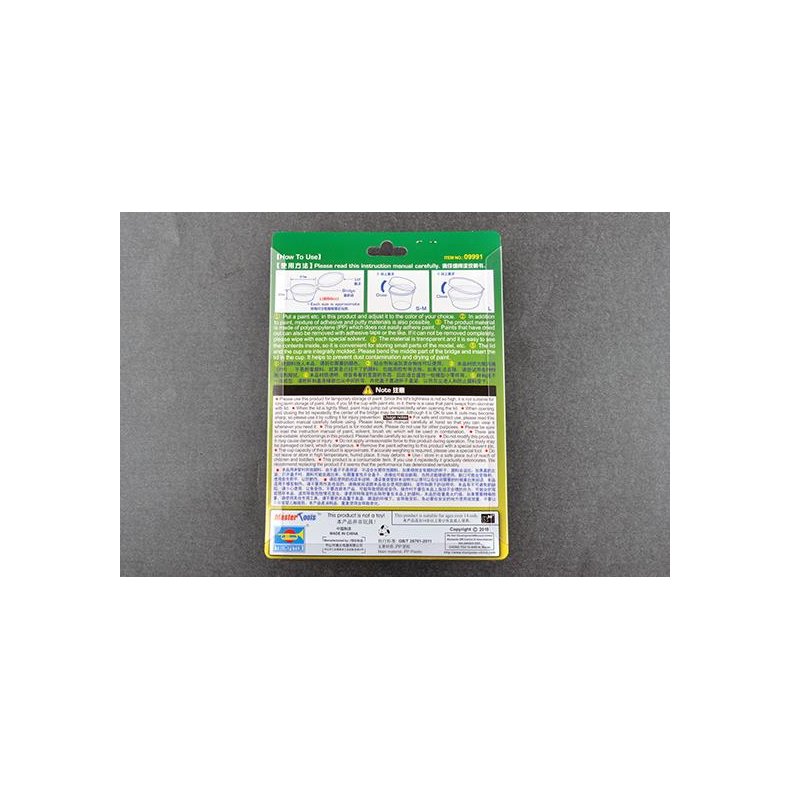 Plastbtte (PP) med lg til maling 56cc/0,56dl, 8 stk. / PP Paint Cup with Lid L-size X 8pcs - Trumpeter