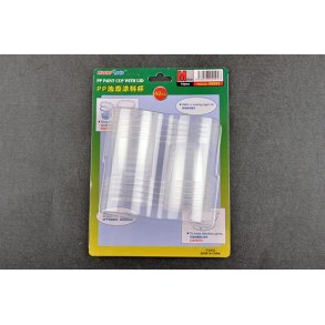 Plastbtte (PP) med lg til maling 42cc/0,42dl, 10 stk. / PP Paint Cup with Lid M-size X 10pcs - Trumpeter