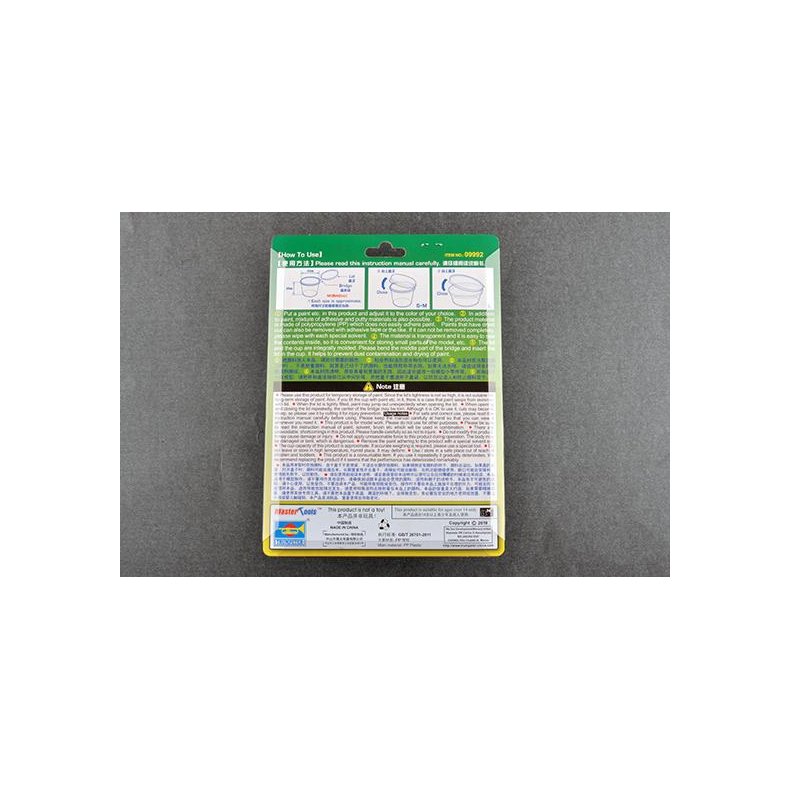 Plastbtte (PP) med lg til maling 42cc/0,42dl, 10 stk. / PP Paint Cup with Lid M-size X 10pcs - Trumpeter