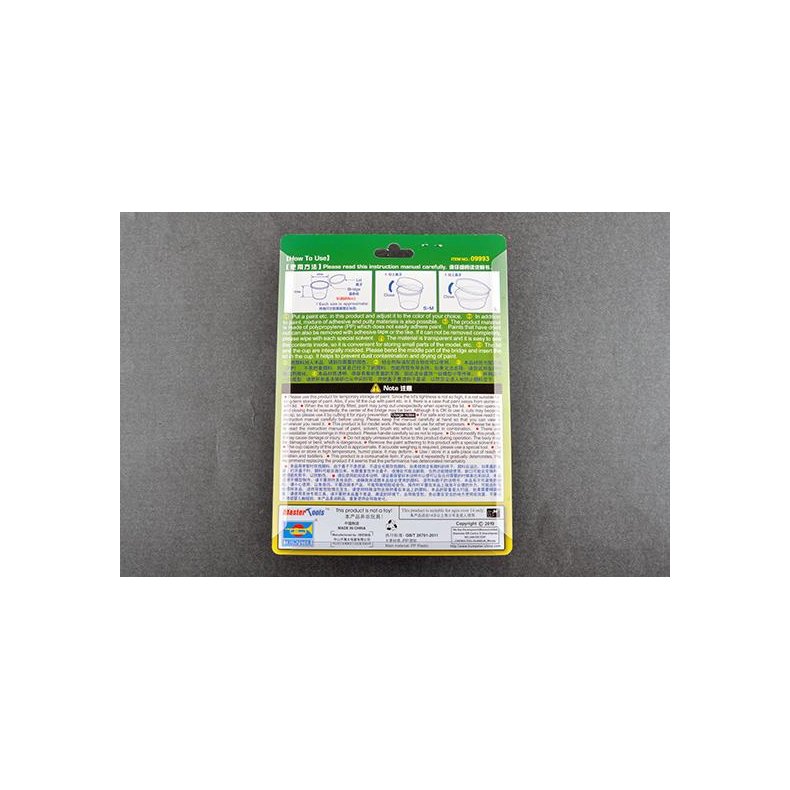 Plastbtte (PP) med lg til maling 28cc/0,28dl, 12 stk. / PP Paint Cup with Lid S-size X 12pcs - Trumpeter