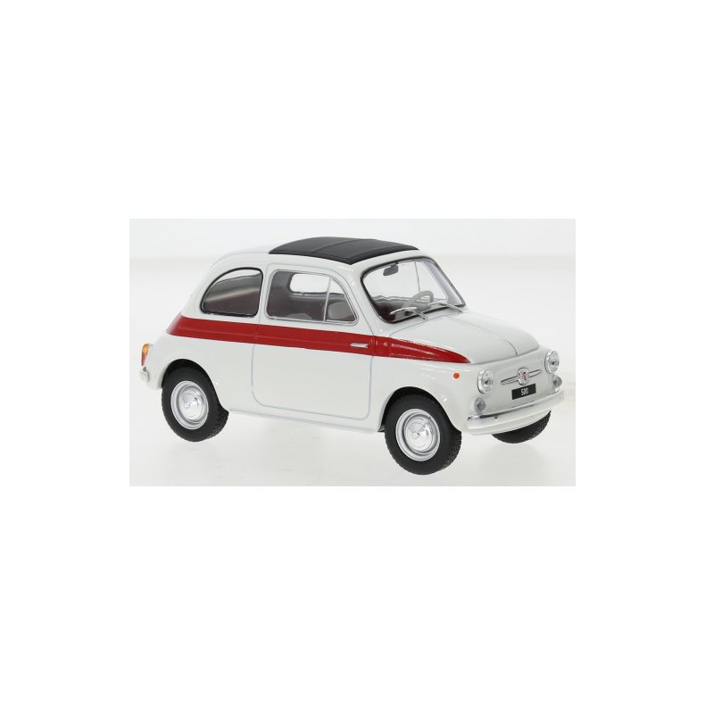Fiat 500, white/red, 1960 - 1:24 - WhiteBox