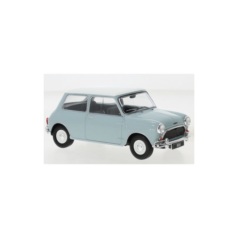 Austin Mini Cooper S, light blue/white, RHD (hjre styret), 1965 - 1:24 - WhiteBox