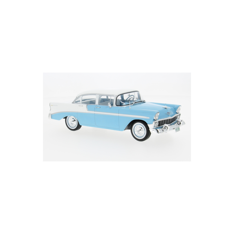 Chevrolet Bell Air 4-door Sedan, blue/white, 1956 - 1:24 - WhiteBox