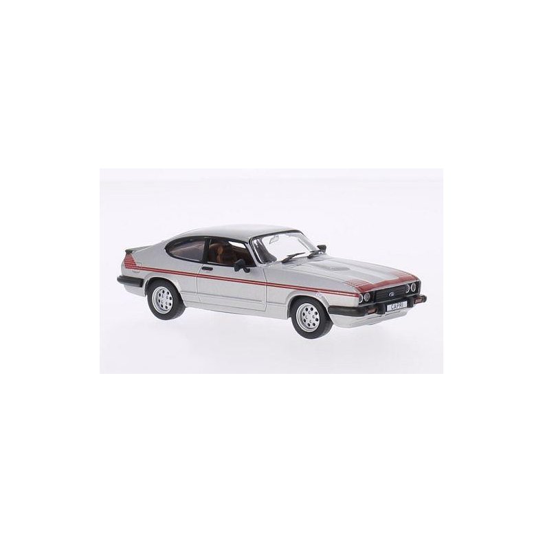 Ford Capri MkIII GT4, UK-version (hjrestyret) (1980), silver/decorated - 1:43 - WhiteBox